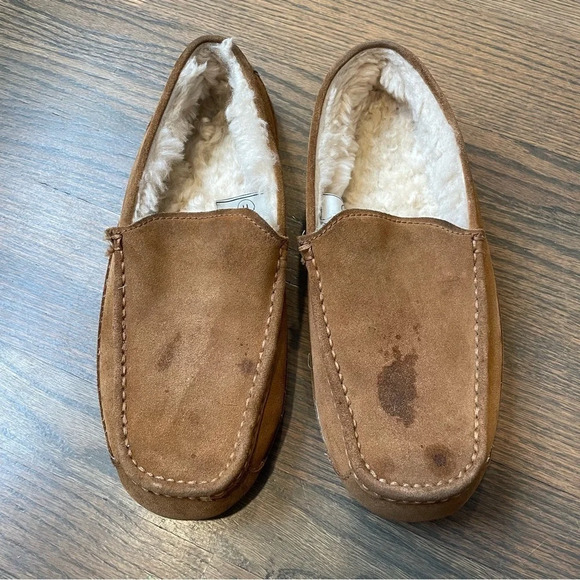 Men’s Sheepskin Fur lining hard rubber soles slippers size 11 - Picture 1 of 10